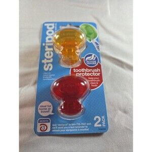 2 Pack Steripod Clip On Toothbrush Pod Protector Sanitizing Case 1- Green 4 Gray